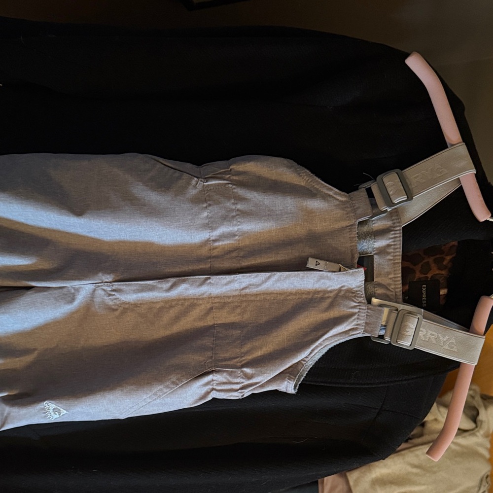 Gray snow overalls with Adjustable Straps